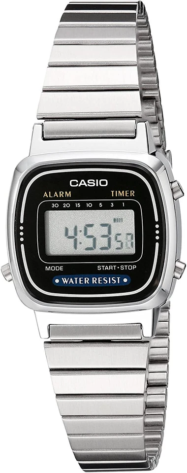 Casio Women's Quartz Alarm Timer Silver-Tone 25mm Digital Watch LA670WA-1