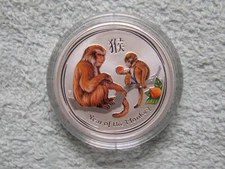 2016 Australian Silver Lunar Series II Colorized Monkey 1/2 oz BU (from roll)