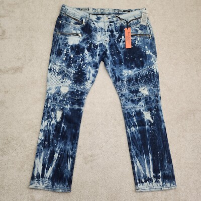 Rock Revival Moto Men 42x33 Ean Dark Wash Acid Wash