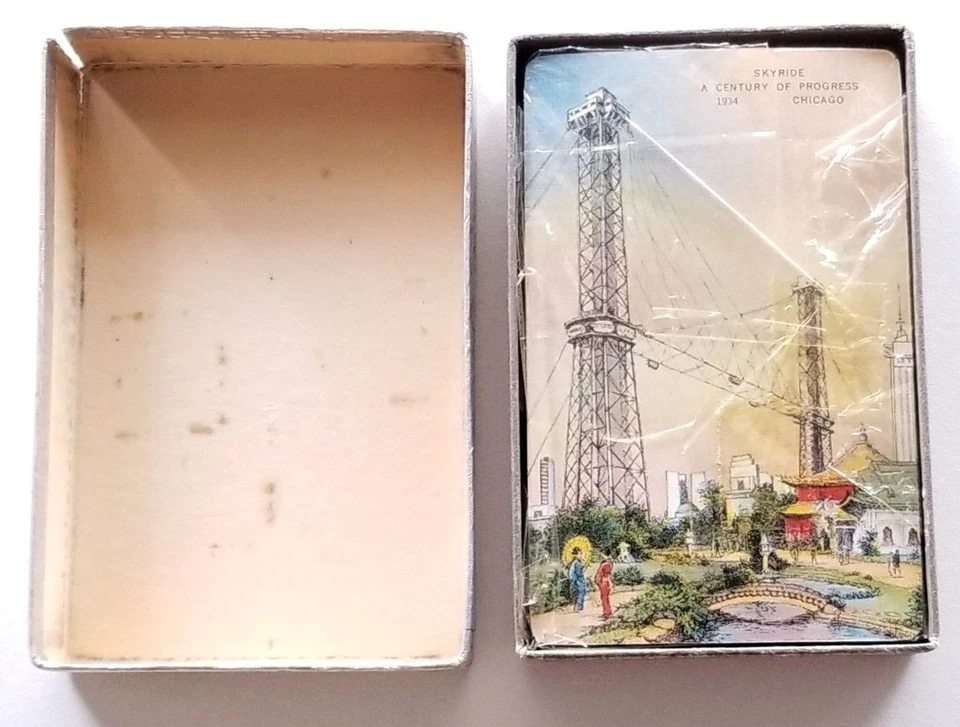 1933-34 Chicago Exposition Century of Progress bridge playing cards new sealed - Image 4 of 4