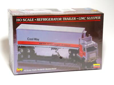 Lindberg 1055 HO Scale SnapFit GMC Sleeper Refrigerator Trailer Truck Model Kit