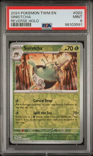 2024 POKEMON TWILIGHT MASQUERADE TWM EN #22 SINISTCHA REVERSE HOLO PSA 9 POP 5!