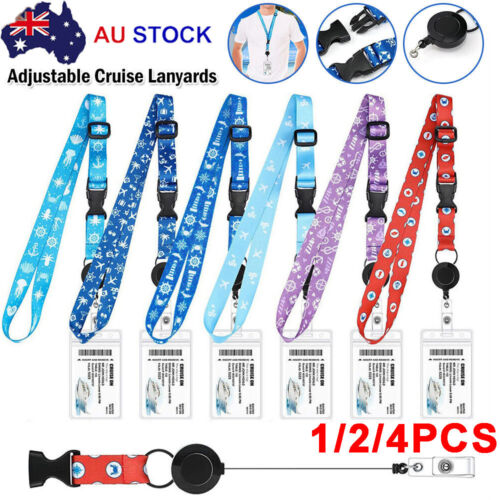 1/2/4x Adjustable Cruise Lanyards with Waterproof ID Badge Reel Holder Key Cards - Picture 1 of 15