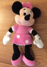 Disney Minnie Mouse beanbag plush w/pink blue polka dotted dress shoes bow 10"