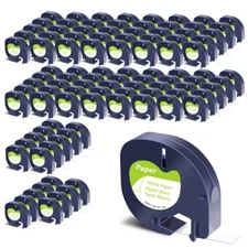 100PK DYMO LetraTag Plus LT-100H Tape Refills 91330 Label White Paper 1/2in 12mm