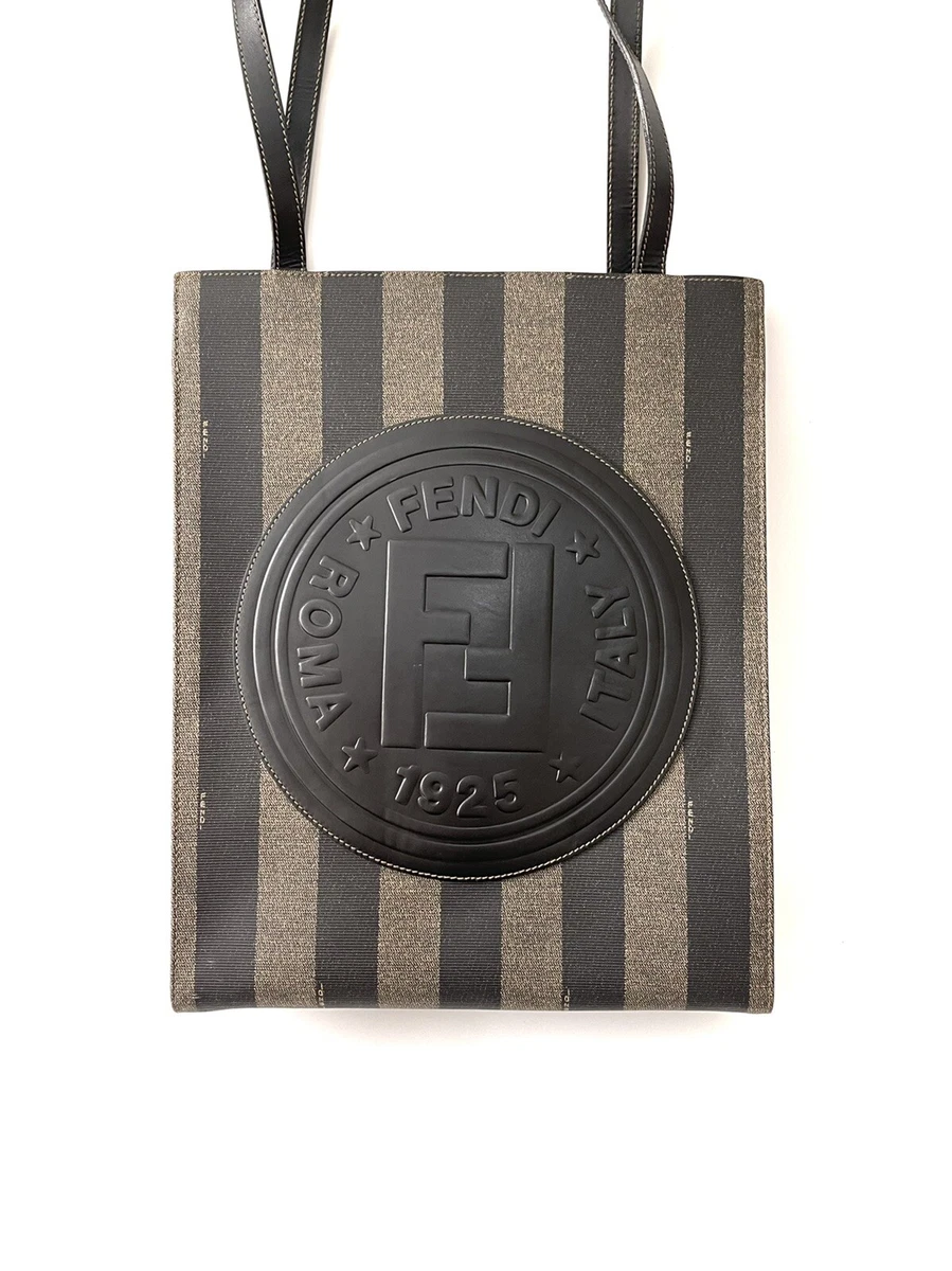 Fendi - Beige & Black Canvas Fendi Roma Shopper