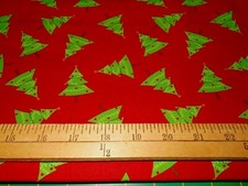 1 Yard Christmas Tree Toss on Red Digitally Printed Christmas Fabric