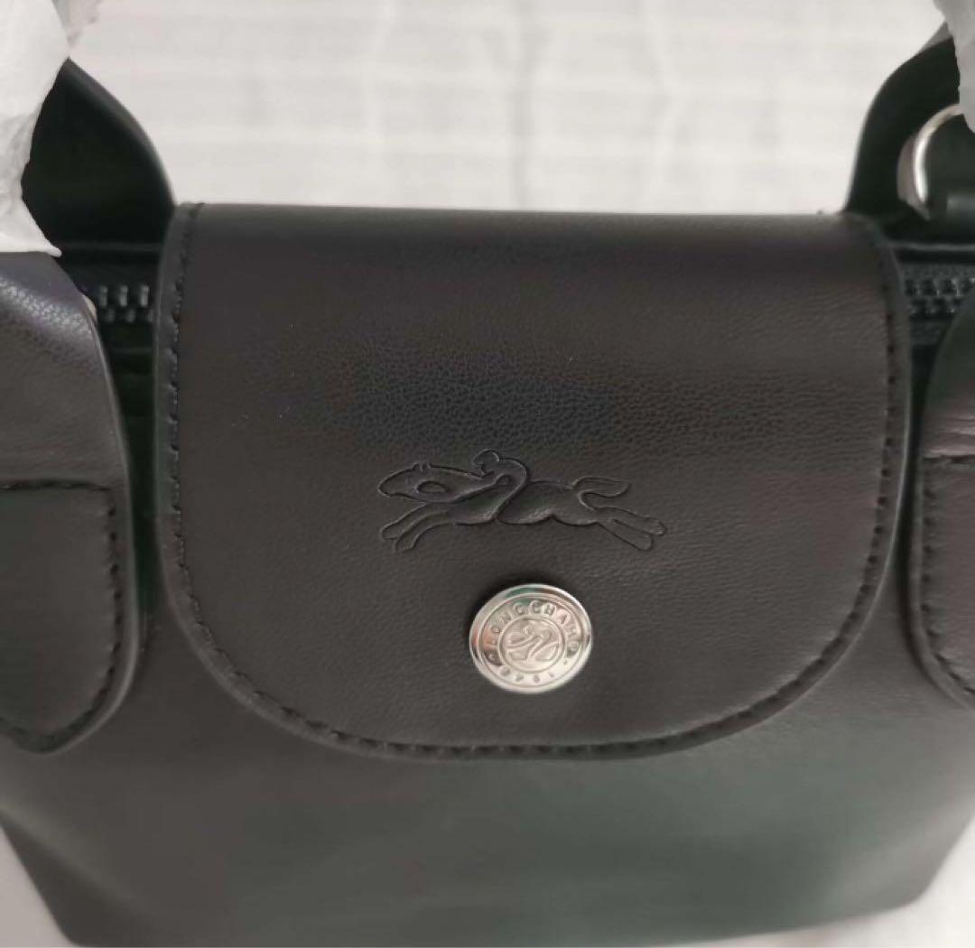 Longchamp Le Pliage Cuir XS Mini Leather Shoulder Bag Black Outlet
