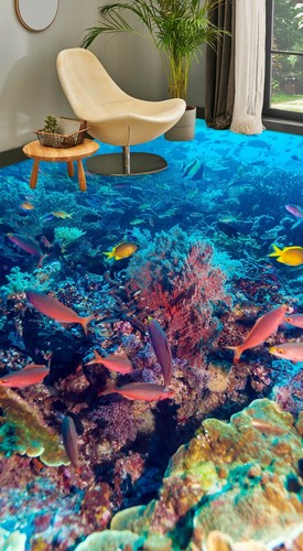 3D Ocean Fish 30RAIN99 Floor WallPaper Murals Wall Print Decal AJ Honey - Picture 3 of 6