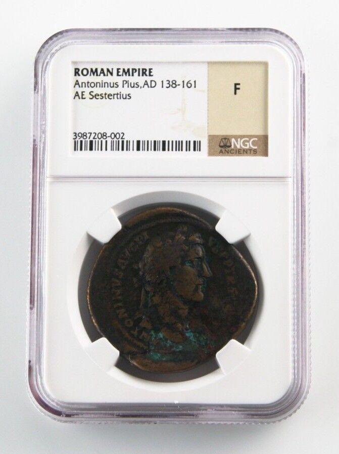 138-161 AD Roman Empire AE Sestertius Antoninus Pius Graded by N