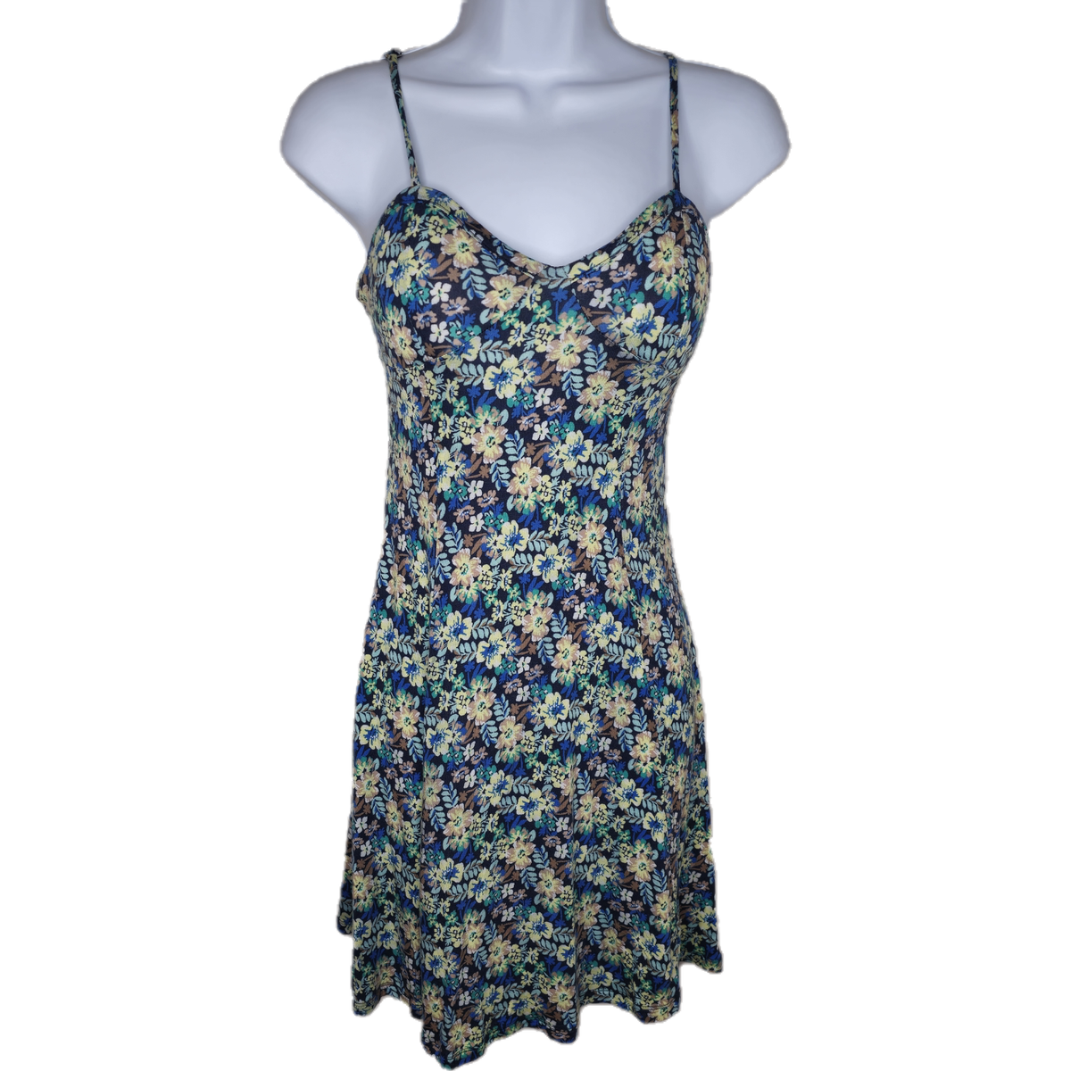 jessica simpson beach dress Small Floral Beachy Summer Blue Green Yellow Mini where artful detail meets