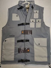THE HIDEOUT x YK Osiris Men's Sz Large YK Tech Utility GRAY Puffer Vest Pockets