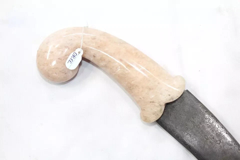 Daga Damasco Hoja de Acero Plata Koftgiri Rosa Aventurina Gema Piedra Mango E80 Foto 3 de 4