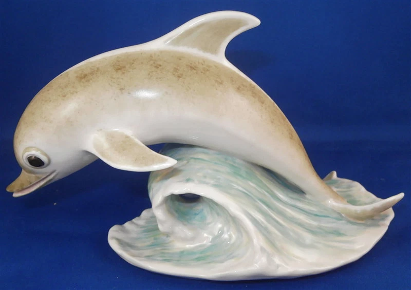 Nymphenburg Porcelain Dolphin on Wave Figurine Figure Porzellan Figur Delphin - Image 3 of 4
