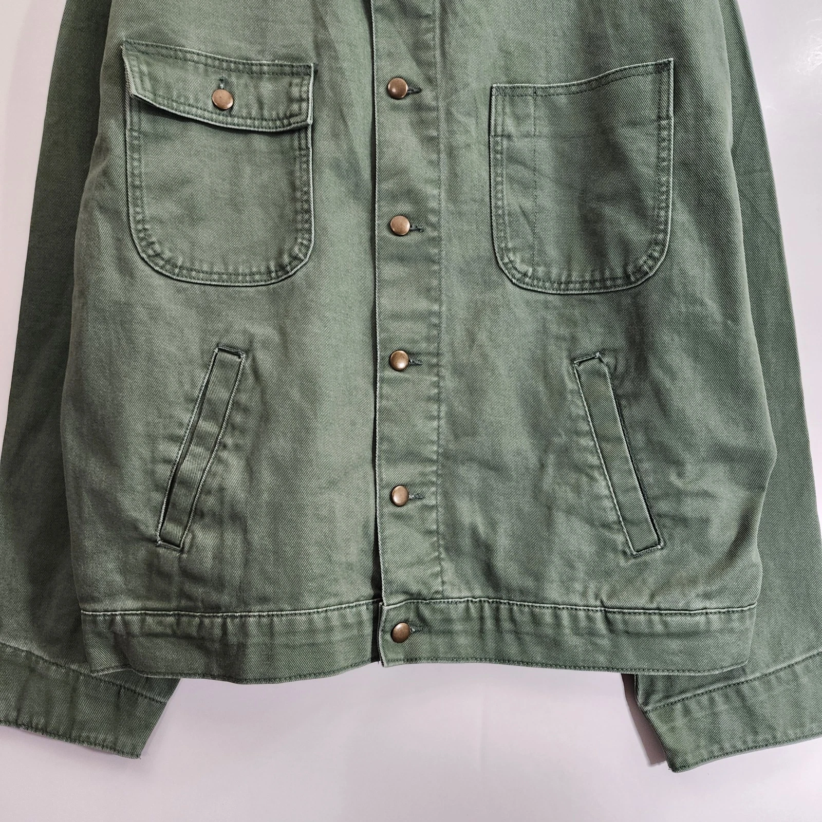 VALOR Collective Jacket Mens XL Green Chore Cropped Corduroy Collar Canvas Barn image 3