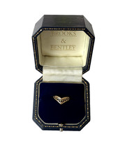 1987 Ring 9ct Gold Wishbone Ring with Openwork Heart Design Vintage Ring -Size M