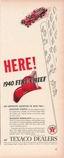 Texaco Fire Chief Gasoline Ad Vintage 1940s Mid Century Garage Wall Art 1940