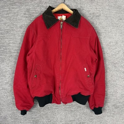 Vintage Carhartt JQ160 Santa Fe Jacket Mens Red Quilted Lined Coat Size Large