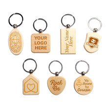 1 x Custom Wood Laser Engraved Keychain both side your logo design pick shape