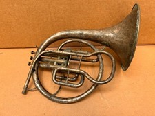 Old French Horn Made in Paris Creative Art Display Silver Plated Eugene La Leuer