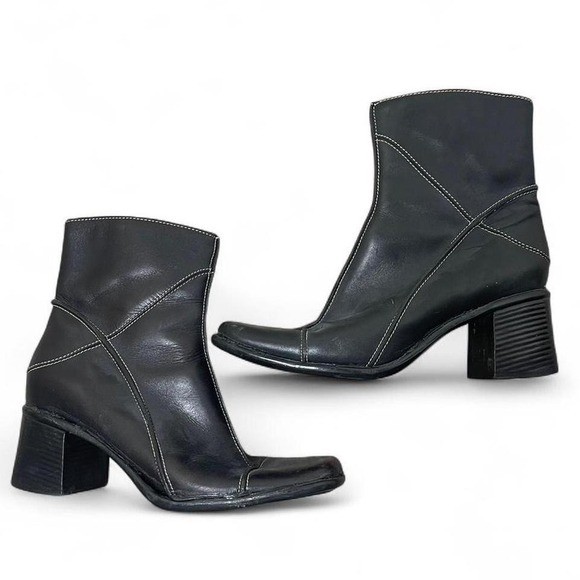 Black Clarks leather patchwork style ankle boots … - image 1