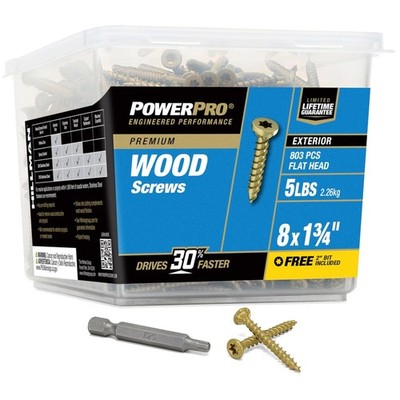Star Drive Deck Screws, Rust Resistant, 803 pcs