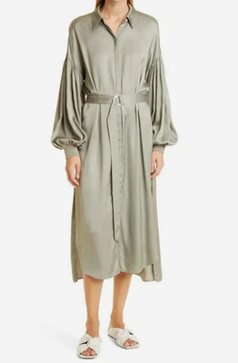 Ted Baker London * Beautiful Sashaa Khaki Puff Sleeve Shirtdress