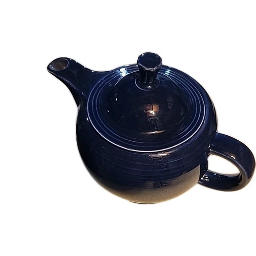 Vintage Fiesta Ware Cobalt Blue Large Teapot, Retired Color Surface Chip On Lid.