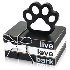 4 Pieces Wooden Decor Dog Lovers Gifts, Paw Tiered Tray Decor for Table Mini ...
