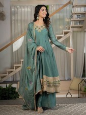 Women's Rangoli Crush Anarkali Plazzo Set with Embroidered Dupatta Fully Stitche