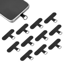 12pcs Phone Tether Tab Universal T Shape Phone Lanyard Patch Black 