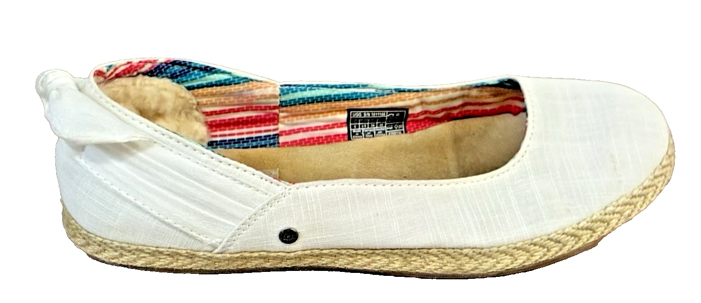 Ugg Australia Women's Perrie White Fabric Loafer Shoes Size 5