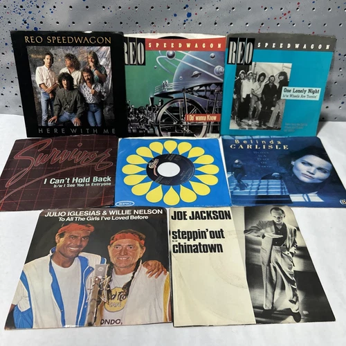 45 RPM Lot Of 8 REO Speedwagon Michael Jackson Survivor  Willis Nelson And More