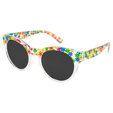 Just a Shade Smaller Pizzazz Flowers Kids Round Sunglasses with Clear Floral