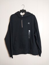 Calvin Klein Hoodie Sweatshirt Black M Men's Relaxed Fit CK Logo Pullover NWT