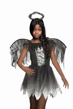 Dark Angel Costume Kids 10/12 Girls Gothic Angel Halloween Costume LG Wings