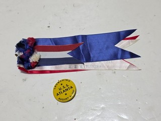 WWII 1939 USS Anderson Hammann Pin with 2 Launch Ribbons Federal Shipbuilding