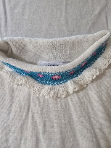 Blusa blusa vintage Oshkosh B'Gosh para niña 4 parche manga blanca - Imagen 3 de 6