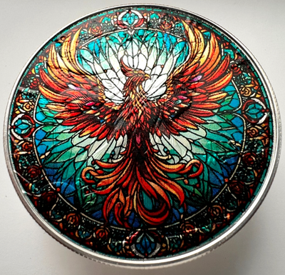 #ad #ad Stained Glass Phoenix American Silver Eagle 1oz .999 Silver Dollar Coin $135.27