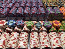 Paulson Classic poker chips. Used set of 2,288 chips. Excellent condition.