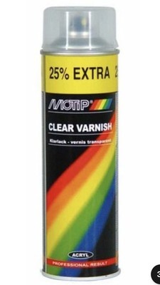 6 x CLEAR VARNISH MOTIP SPRAY PAINT 500ML - M04009