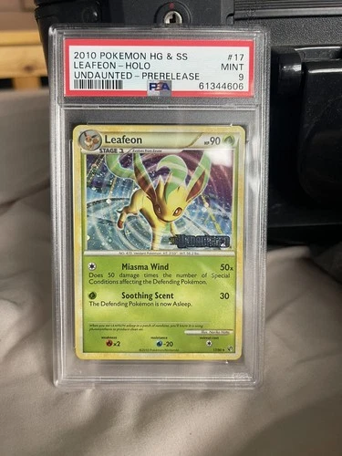 PSA 9 LEAFEON 17/90 Stamped Holo Rare HGSS Undaunted Set Pokemon Very Low Pop