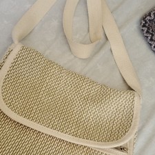 Beige & Cream Women s Woven Shoulder Bag, Fla...