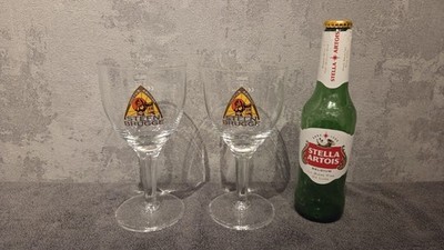 Two Steen Brugge Sanctus Arnoldus 25cl 1/2 Pint Rare Belgian Beer Glass Home Bar