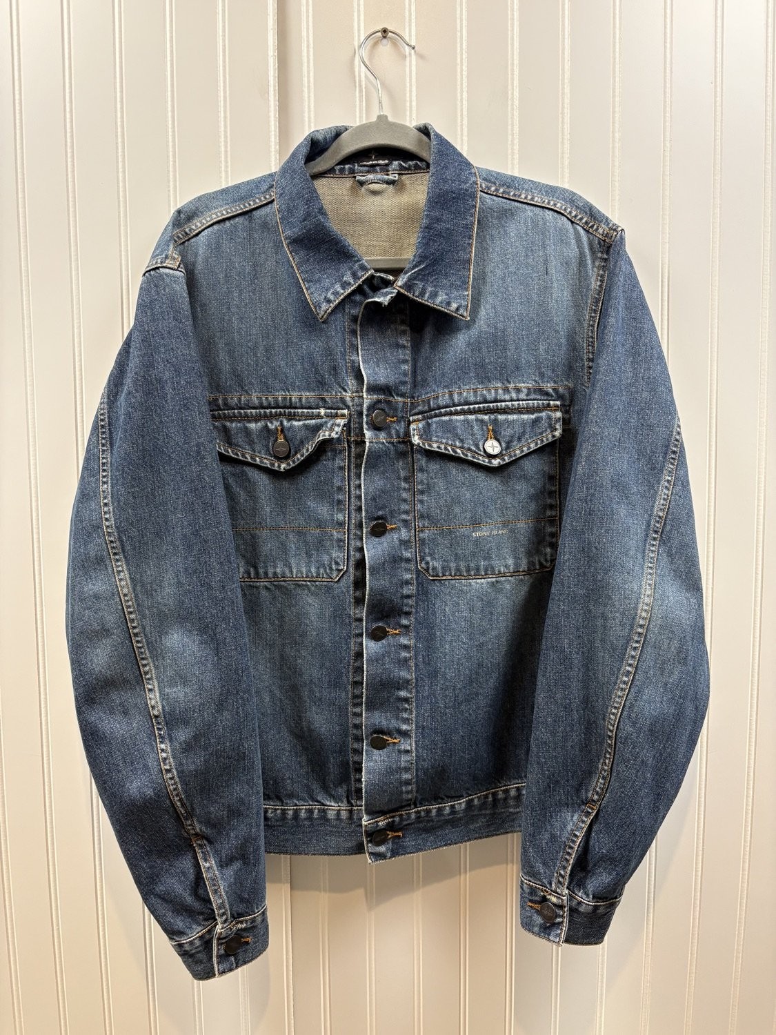 Stone Island, Vintage Stone Island Denim Jacket Mens Large Trucker Jean Coat 90s Designer
