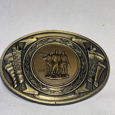 Vintage Vietnam Veteran "Three Servicemen" Commemorative Metal Belt Buckle