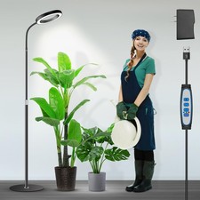 Full Spectrum LED Grow Light for Indoor Plants, Adjustable Height, Timer,