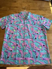 RETRO RIFLE The 80 Mens Size 2XL Blue Pastel Sleeve Button Down Shirt. Sold Out