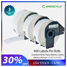 29mmx90mm 3 ROLLS Shipping Label 1-1/7"x3-1/2" Compatible Brother QL800 DK-1201