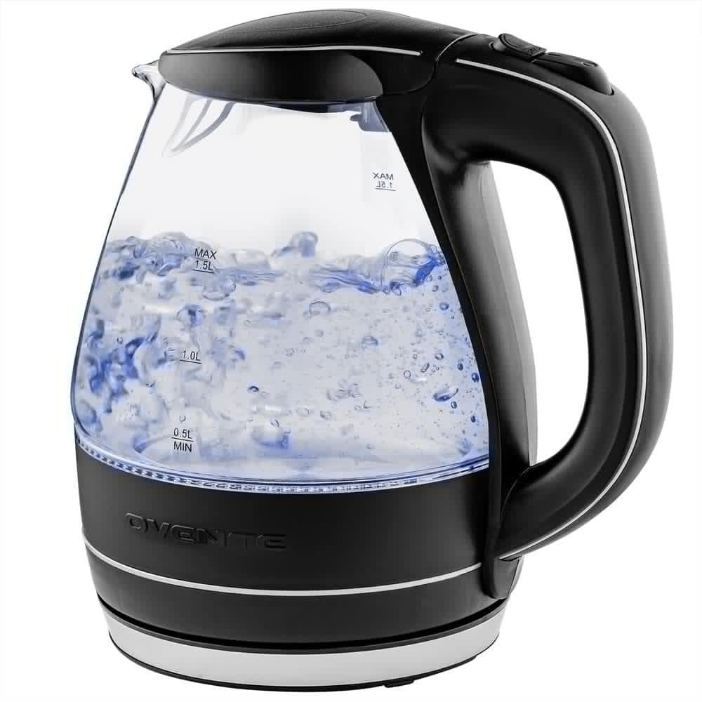 OVENTE KG83B 1.5L Electric Kettle – Glass, Black, Fast Boil, Auto Shut-Off